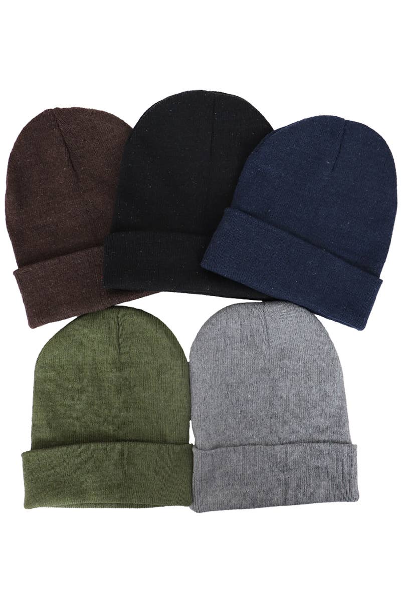 Dark Neutrals Acrylic Cuffed Classic Beanie