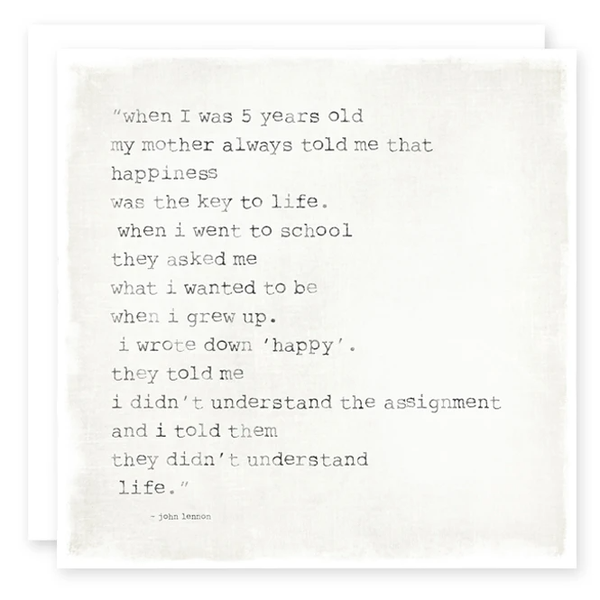 When I Was Five Card - John Lennon Quote Card