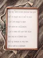 Millionaire Lyrics Chris Stapleton Wooden Framed Sign: Dark Walnut / 10x14