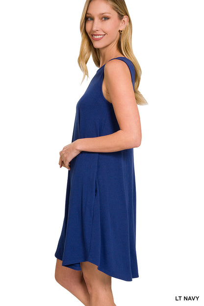 Sleeveless Round Hem Swing Dress with Side Pockets Zenana