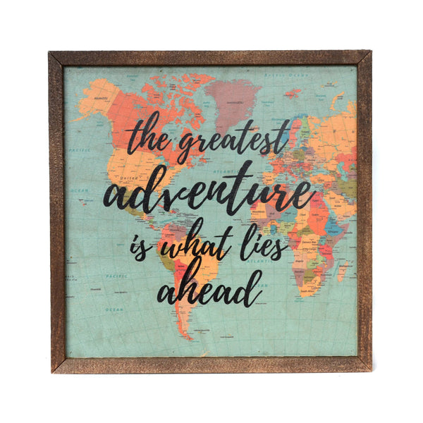 10x10 The Greatest Adventure Is What Lies Ahead Map Wall Art