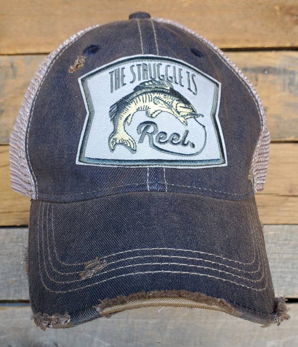 Hats The Struggle is Reel, Distressed Navy