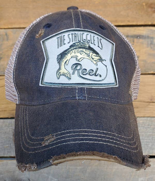 Hats The Struggle is Reel, Distressed Navy