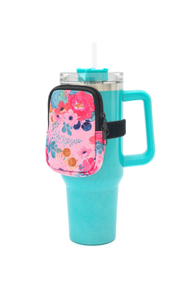 Tumbler Zip Pouches: Pink Background Floral