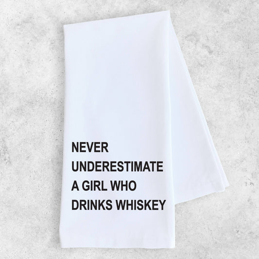 A Girl Who Drinks Whiskey - Tea Towel