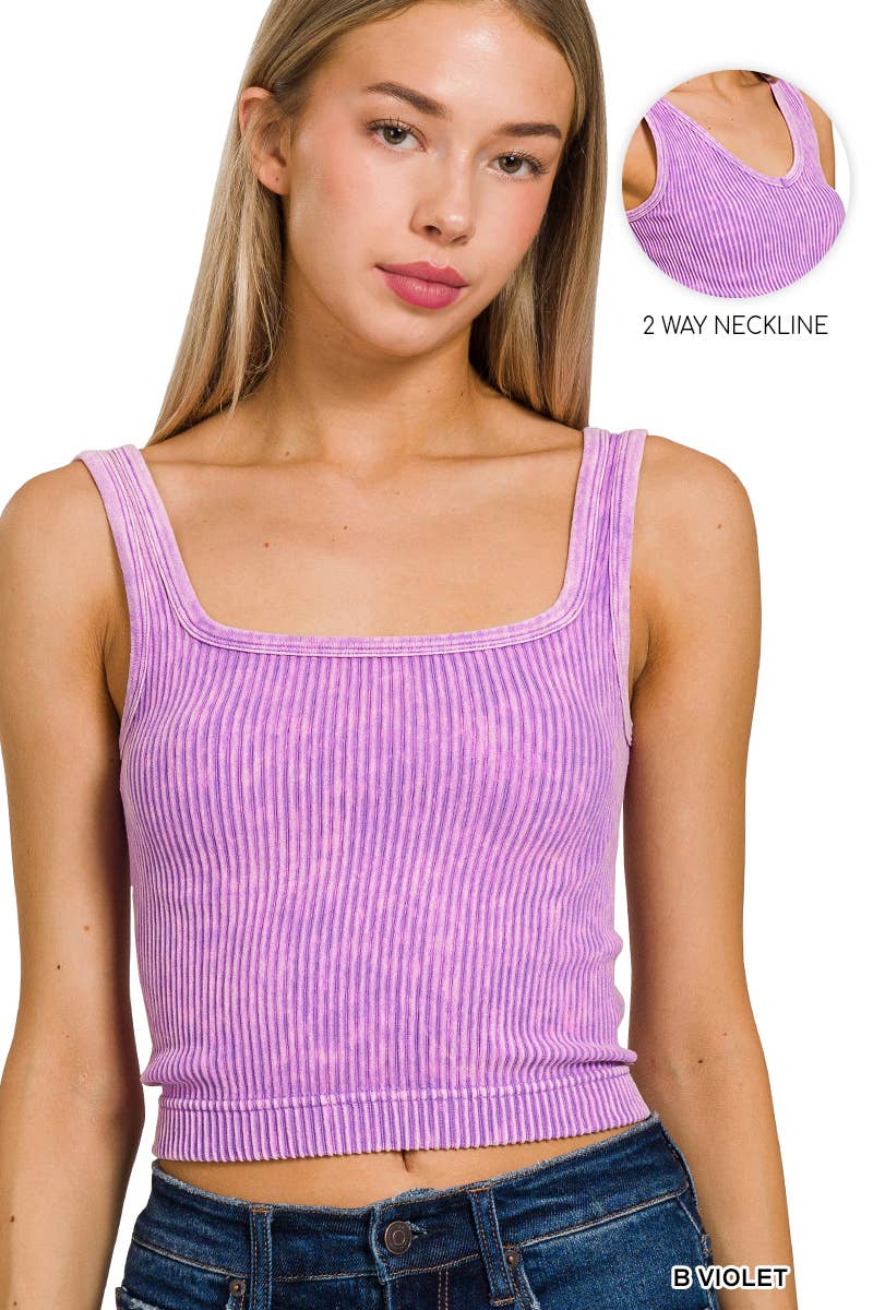 L/XL B VIOLET Premium Washed Seamless 2-way Tank: L/XL / -160257