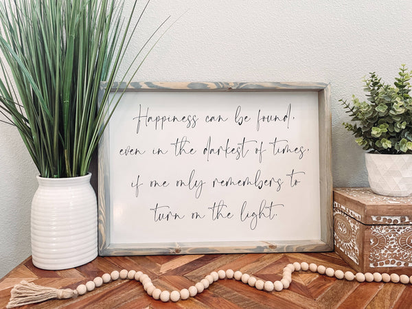 Happiness Can Be Found Harry Potter Wooden Framed Sign: Slate / 10x14