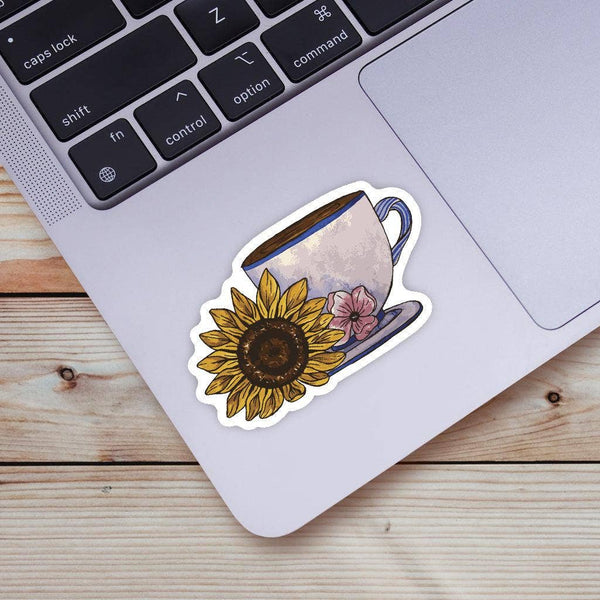 Cute Mug and Sunflower Coffee Sticker