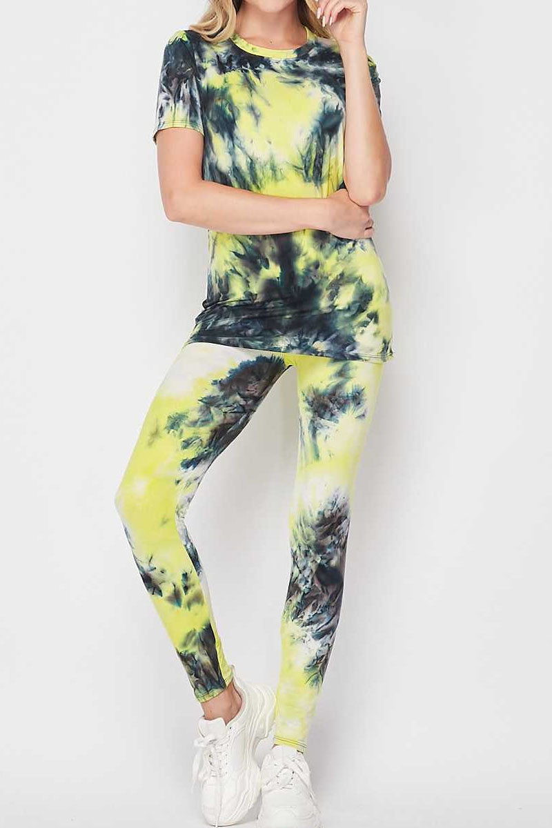 2PCS TIEDYE SS TOP N LEGGING SET