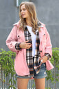 Zenana Dusty Pink Oversized Fleece Shacket w/ elbow patch