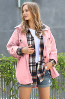 Zenana Dusty Pink Oversized Fleece Shacket w/ elbow patch