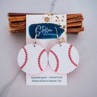 Baseball Earrings - Acrylic Dangles - Handmade