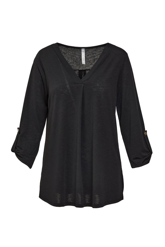 Dear Scarlett Roll Up Sleeve CLASSIC Top Shirt BLACK