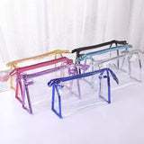 Portable Transparent Cosmetic Bag, Clear Waterproof Makeup Bag With Handle