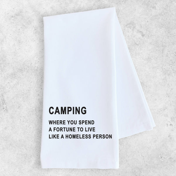 Spend A Fortune Camping - Tea Towel