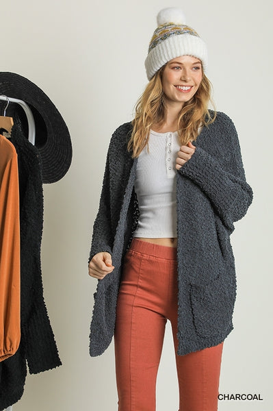 Open Front Over sized Cardigan Sweater with Pockets