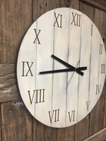 Clock Rustic, Large Clock, Large Rustic Clock, Home Decor, large wall decor, rustic planked clock, stained clock
