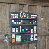 Essential oil Shelf, Oils Rack, essential oil rack, 4 shelf rustic display, rustic rack, Black rustic oil organizer, natural shelf