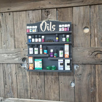 Essential oil Shelf, Oils Rack, essential oil rack, 4 shelf rustic display, rustic rack, Black rustic oil organizer, natural shelf