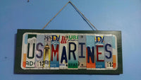 US MARINES License Plate Letter Sign Unique and fun Wood Art Craft Any Word Saying or Phrase
