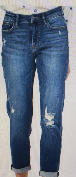 Destroyed Cuffed Slim Fit Jeans Judy Blue