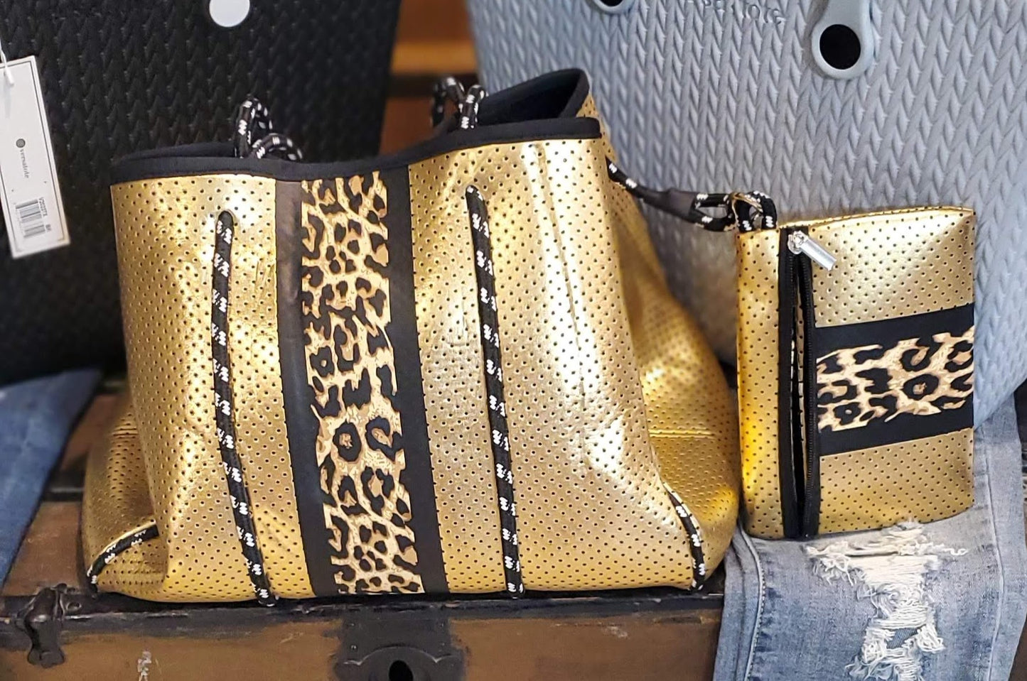 Silver Black Neoprene Bag