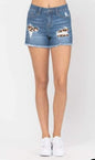 Judy Blue High Waist Leopard Patch Shorts