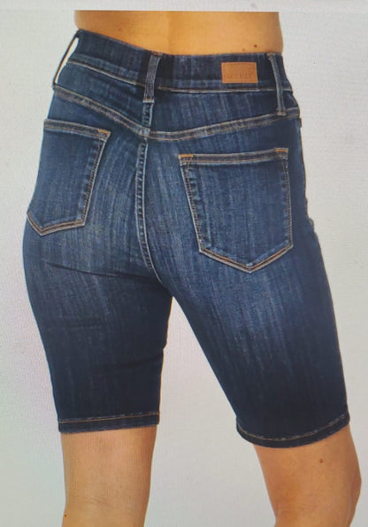 150159 High Waist Pull On biker Jean Shorts Judy Blue