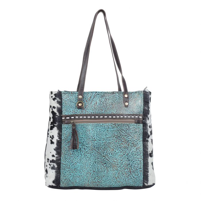 RUSTIC AZURE CANVAS & HAIRON BAG Myra